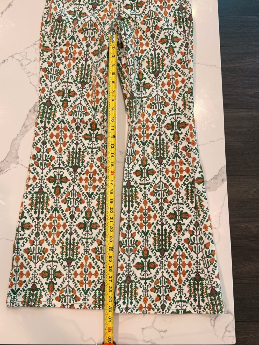 Wrangler High-Rise Fierce Flare Vibrant Printed Jeans in Green & Orange - Picture 4 of 10